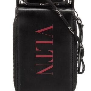 Valentino Black and Red Logo Crossbody
